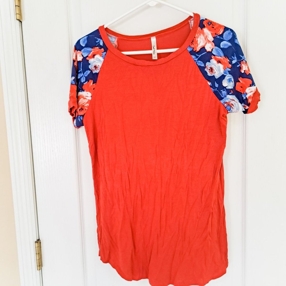 Cool Melon Size Large Floral Rugby Shirt, Super Soft!